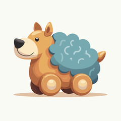 Cute Cartoon Wooden Toy Sheep on Wheels – Perfect for Kids and Decorative Playtime Themes