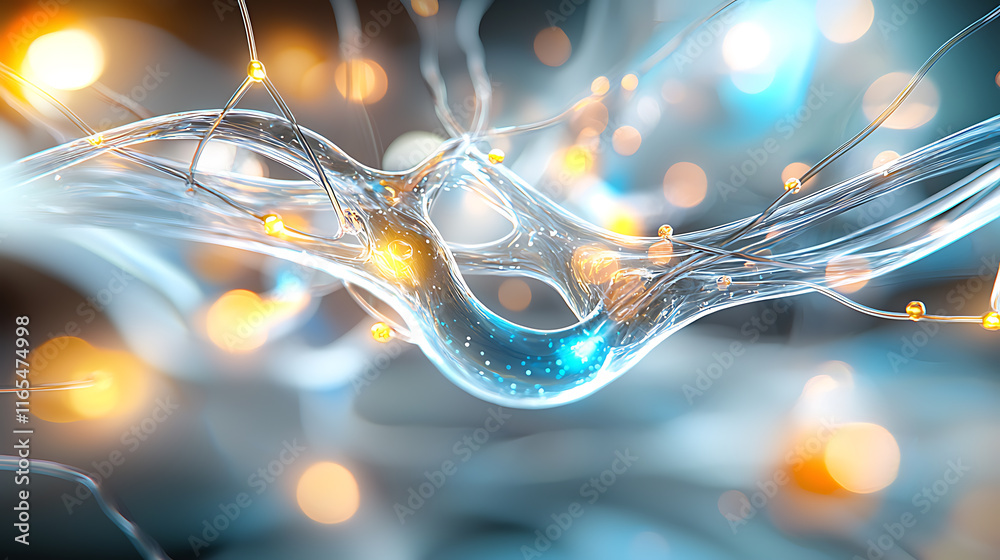 Poster dynamic neuronal connections neural network visualization digital art display futuristic environment