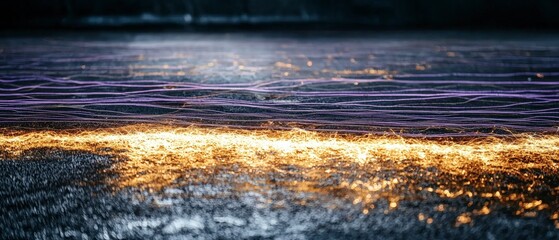 Abstract Golden and Purple Light Trails Background Texture
