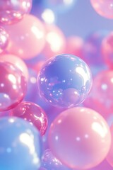 Pink and Blue Balloons in Air