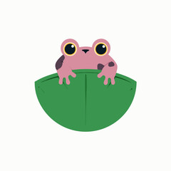 Adorable Cartoon Frog on a Lily Pad Illustration, Ideal for Children’s Art, Nature Education, and Environmental Graphics
