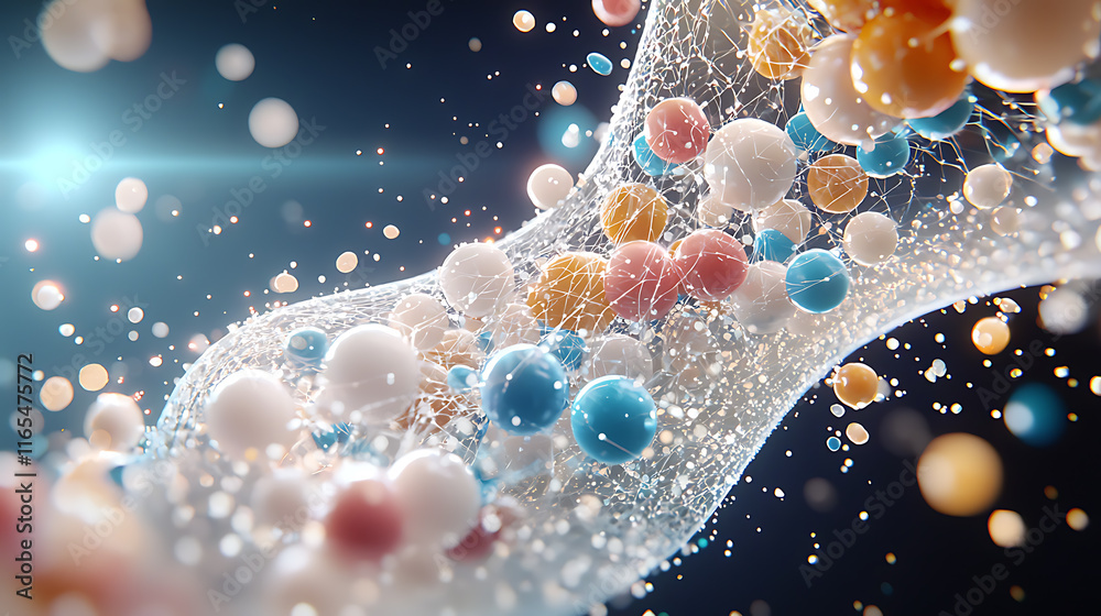 Poster dynamic molecular structures abstract environment 3d visualization science concept macro viewpoint f