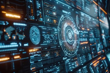 Naklejka premium Futuristic Digital Interface with Hud Elements