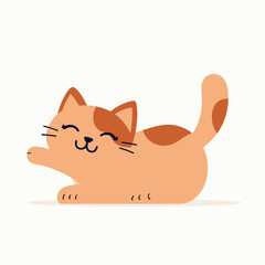 Charming Cartoon Cat Sitting Illustration in Hand-Drawn Style for Design and Graphics
