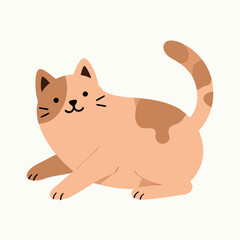 Charming Cartoon Cat Sitting Illustration in Hand-Drawn Style for Design and Graphics