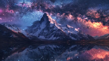 Fototapeta premium Stunning Milky Way Over Mountain Mockup - Night Sky Landscapes for Creative Projects 