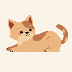 Charming Cartoon Cat Sitting Illustration in Hand-Drawn Style for Design and Graphics