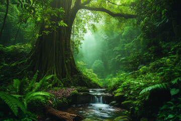 misty morning in the forest