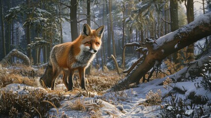 Majestic Fox in Winter Forest Mockup - Wildlife Photography for Nature Projects