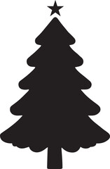 Black and White Christmas Tree Silhouette Vector – Classic Holiday Artwork