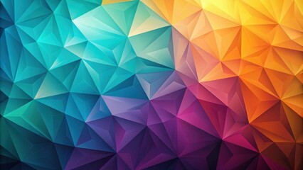 Obraz premium Abstract Geometric Pattern of Interlocking Triangles with Gradual Color Transitions from Turquoise to Purple and Orange