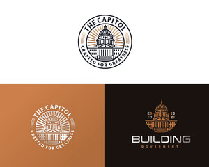 classic government capitol dome building architecture logo template for business company