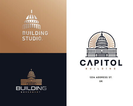 classic government capitol dome building architecture logo template for business company