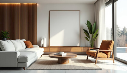 Modern Living Room Design with Wooden Accents