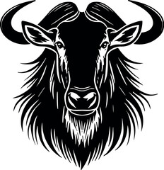 Wildebeest vector black silhouette cricut design for T-shirt