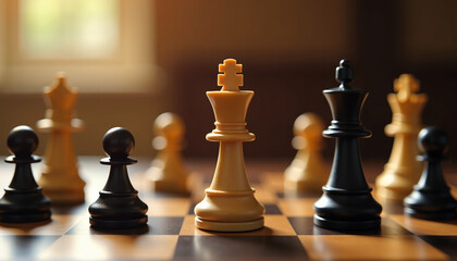 Chess Pieces on a Board - Strategic Game