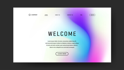 Abstract wave futuristic design of landing page. trendy gradient mesh website design
