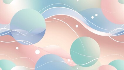 Soft and Dreamy Abstract Pattern Featuring Light Toned Circles and Wavy Lines Evoking a Calm and Serene Atmosphere
