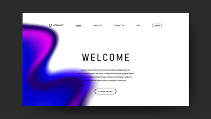Abstract wave futuristic design of landing page. trendy gradient mesh website design