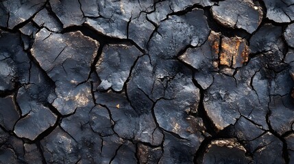 Fototapeta premium Dry Cracked Soil Surface Depicting Environmental Stress and Dehydration