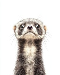 Fototapeta premium Playful ferret portrait white background animal cute environment close-up view adorable concept