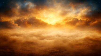 Fototapeta premium Golden Celestial Cloudscape With Glowing Light