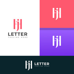Obraz premium Creative HJ, JH letter logo design template elements. Modern abstract digital alphabet letter logo.