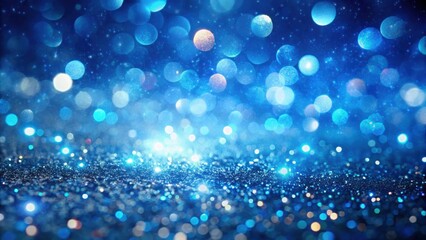 Fototapeta premium Sparkling Blue Glitter with Bokeh Lights and Abstract Background