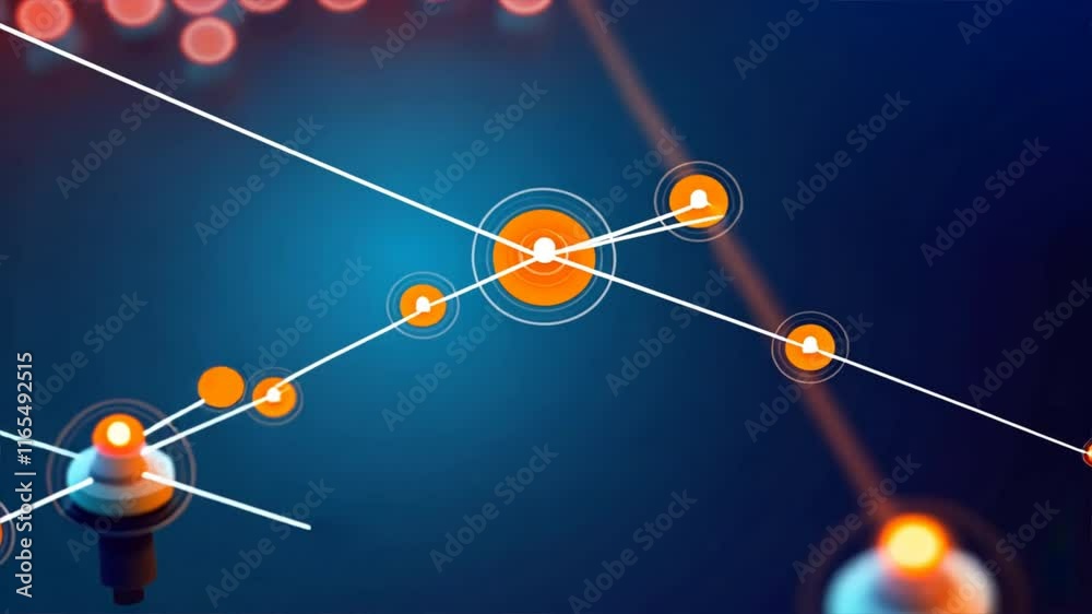 Leinwandbilder vibrant digital network connections abstract technology and communication with glowing nodes and dat