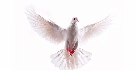 Obraz premium White dove on white background with clipping path.