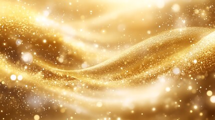 Obraz premium Golden Glittering Waves Abstract Background