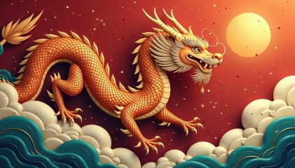 Fototapeta premium Intricate golden dragon scale & cloud vector, CNY background , backdrop, detail, lucky
