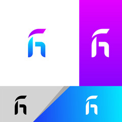 Creative HF, FH letter logo design template elements. Modern abstract digital alphabet letter logo.