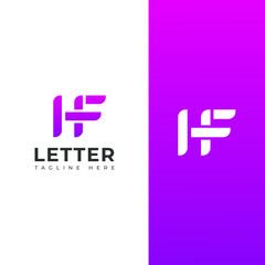 Creative HF, FH letter logo design template elements. Modern abstract digital alphabet letter logo.