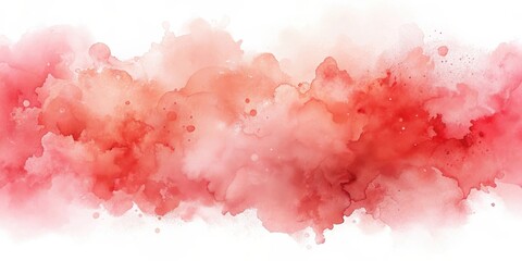Abstract Watercolor Background with Crimson and Rose Hues, Blending Seamlessly into a White Canvas