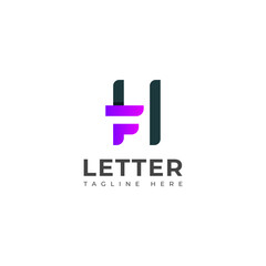 Creative HF, FH letter logo design template elements. Modern abstract digital alphabet letter logo.