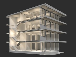 3D illustration of building structure