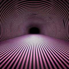 Pink Black Striped Tunnel 3D Illustration