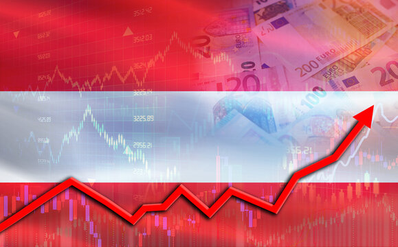 Austria economic growth on financial graph. Austria financial growth on market graph