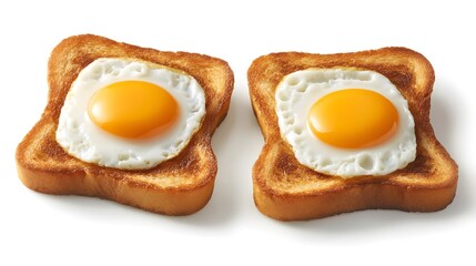 Two fried eggs on toasted bread slices