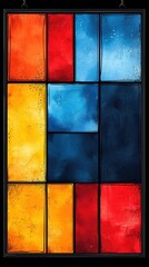 Colorful Abstract Geometric Composition with Bold Primary Hues