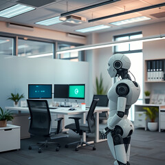Fototapeta premium office work with smart robot service