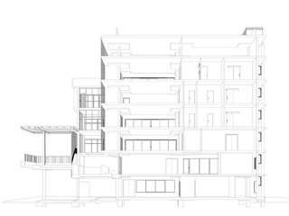 3D illustration of building structure