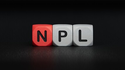 npl - word from wooden blocks with letters.close up of wooden elements,Business Concept.3D rendering on black background.