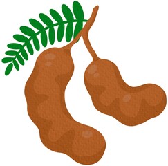 Sweet tamarind. A healthy fruit that is high in fiber. Help the digestive system for vegetarians On white background.