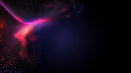 Abstract Pink Purple Glowing Dots  Particle Wave  Technology Background