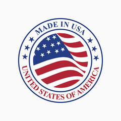 made in usa stamp circle vector design with united states flag element
