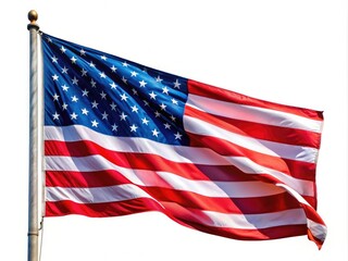 Fototapeta premium American Flag Architectural Photography, USA Flag on White Background