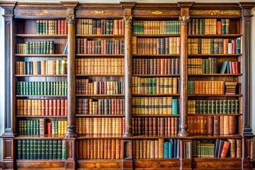 Antique Bookcase, Books, Home Library, Documentary Photography, White Background