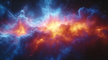 Naklejka premium Celestial Nebula Cosmic Fire And Ice Display